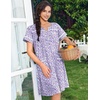 image:imageEkouaer Nightgowns for Women Cotton House Dress with Pockets Button DusterPurple Dots