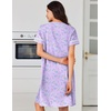 image:imageEkouaer Nightgowns for Women Cotton House Dress with Pockets Button DusterPurple Florals