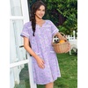 image:imageEkouaer Nightgowns for Women Cotton House Dress with Pockets Button DusterPurple Florals