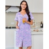 image:imageEkouaer Nightgowns for Women Cotton House Dress with Pockets Button DusterPurple Florals