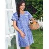 image:imageEkouaer Nightgowns for Women Cotton House Dress with Pockets Button DusterWhite Green Flower