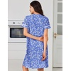 image:imageEkouaer Nightgowns for Women Cotton House Dress with Pockets Button DusterWhite Green Flower