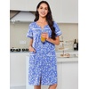 image:imageEkouaer Nightgowns for Women Cotton House Dress with Pockets Button DusterWhite Green Flower