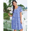 image:imageEkouaer Nightgowns for Women Cotton House Dress with Pockets Button DusterWhite Green Flower