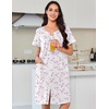 image:imageEkouaer Nightgowns for Women Cotton House Dress with Pockets Button DusterWhite Purple Floral