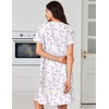 image:imageEkouaer Nightgowns for Women Cotton House Dress with Pockets Button DusterWhite Purple Floral