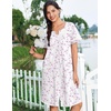 image:imageEkouaer Nightgowns for Women Cotton House Dress with Pockets Button DusterWhite Purple Floral
