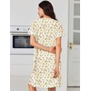 image:imageEkouaer Nightgowns for Women Cotton House Dress with Pockets Button DusterYellow Green Leaf