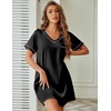 image:imageEkouaer Satin Nightgowns for Women Silk Sleep Shirts V Neck T Shirt DressBlack