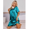 image:imageEkouaer Satin Nightgowns for Women Silk Sleep Shirts V Neck T Shirt DressBlue Green