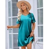 image:imageEkouaer Satin Nightgowns for Women Silk Sleep Shirts V Neck T Shirt DressBlue Green
