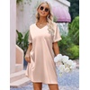 image:imageEkouaer Satin Nightgowns for Women Silk Sleep Shirts V Neck T Shirt DressChampagne