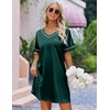 image:imageEkouaer Satin Nightgowns for Women Silk Sleep Shirts V Neck T Shirt DressGreen