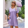 image:imageEkouaer Satin Nightgowns for Women Silk Sleep Shirts V Neck T Shirt DressLilac