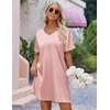 image:imageEkouaer Satin Nightgowns for Women Silk Sleep Shirts V Neck T Shirt DressMedium Pink