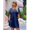 image:imageEkouaer Satin Nightgowns for Women Silk Sleep Shirts V Neck T Shirt DressNavy Blue