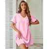 image:imageEkouaer Satin Nightgowns for Women Silk Sleep Shirts V Neck T Shirt DressPink