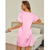 image:imageEkouaer Satin Nightgowns for Women Silk Sleep Shirts V Neck T Shirt DressPink