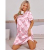 image:imageEkouaer Satin Nightgowns for Women Silk Sleep Shirts V Neck T Shirt DressPink Bow