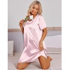 image:imageEkouaer Satin Nightgowns for Women Silk Sleep Shirts V Neck T Shirt DressPink Stripes