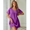 image:imageEkouaer Satin Nightgowns for Women Silk Sleep Shirts V Neck T Shirt DressPurple