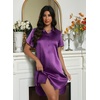 image:imageEkouaer Silk Nightgowns for Women Sexy Nightshirt Satin Button Up Sleepwear