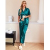 image:imageEkouaer Silk Pajamas for Womens Set 2 Piece Fall Pjs with PocketsBlue Green