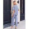 image:imageEkouaer Silk Pajamas for Womens Set 2 Piece Fall Pjs with PocketsNavy White Stripe