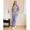 image:imageEkouaer Silk Pajamas for Womens Set 2 Piece Fall Pjs with PocketsNavy White Stripe