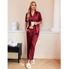 image:imageEkouaer Silk Pajamas for Womens Set 2 Piece Fall Pjs with PocketsWine Red