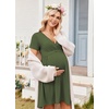 image:imageEkouaer Women 3 in 1 Labor and Delivery Gown Split Front Flap Maternity Hospital Dress Nursing Nightgown for BreastfeedingArmy Green