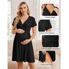image:imageEkouaer Women 3 in 1 Labor and Delivery Gown Split Front Flap Maternity Hospital Dress Nursing Nightgown for BreastfeedingBlack