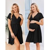 image:imageEkouaer Women 3 in 1 Labor and Delivery Gown Split Front Flap Maternity Hospital Dress Nursing Nightgown for BreastfeedingBlack