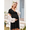 image:imageEkouaer Women 3 in 1 Labor and Delivery Gown Split Front Flap Maternity Hospital Dress Nursing Nightgown for BreastfeedingBlack