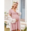 image:imageEkouaer Women 3 in 1 Labor and Delivery Gown Split Front Flap Maternity Hospital Dress Nursing Nightgown for BreastfeedingDirty Pink