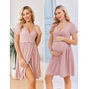 image:imageEkouaer Women 3 in 1 Labor and Delivery Gown Split Front Flap Maternity Hospital Dress Nursing Nightgown for BreastfeedingDirty Pink