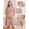 image:imageEkouaer Women 3 in 1 Labor and Delivery Gown Split Front Flap Maternity Hospital Dress Nursing Nightgown for BreastfeedingDirty Pink