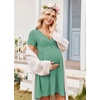 image:imageEkouaer Women 3 in 1 Labor and Delivery Gown Split Front Flap Maternity Hospital Dress Nursing Nightgown for BreastfeedingGreen