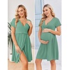 image:imageEkouaer Women 3 in 1 Labor and Delivery Gown Split Front Flap Maternity Hospital Dress Nursing Nightgown for BreastfeedingGreen