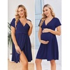 image:imageEkouaer Women 3 in 1 Labor and Delivery Gown Split Front Flap Maternity Hospital Dress Nursing Nightgown for BreastfeedingNavy Blue