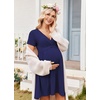 image:imageEkouaer Women 3 in 1 Labor and Delivery Gown Split Front Flap Maternity Hospital Dress Nursing Nightgown for BreastfeedingNavy Blue
