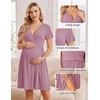 image:imageEkouaer Women 3 in 1 Labor and Delivery Gown Split Front Flap Maternity Hospital Dress Nursing Nightgown for BreastfeedingTaro Purple
