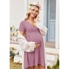 image:imageEkouaer Women 3 in 1 Labor and Delivery Gown Split Front Flap Maternity Hospital Dress Nursing Nightgown for BreastfeedingTaro Purple