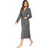 image:imageEkouaer Women Kimono Robes Full Length Knit Bathrobe Lightweight Soft Sleepwear Vneck Casual Ladies LoungewearGrey