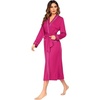image:imageEkouaer Women Kimono Robes Full Length Knit Bathrobe Lightweight Soft Sleepwear Vneck Casual Ladies LoungewearPink