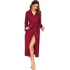 image:imageEkouaer Women Kimono Robes Full Length Knit Bathrobe Lightweight Soft Sleepwear Vneck Casual Ladies LoungewearWine Red