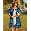 image:imageEkouaer Women Zipper Front House Coat Robe Zip Up Bathrobes Short NightgownBlue Leaf