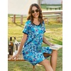 image:imageEkouaer Women Zipper Front House Coat Robe Zip Up Bathrobes Short NightgownDark Blue Floral