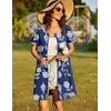 image:imageEkouaer Women Zipper Front House Coat Robe Zip Up Bathrobes Short NightgownEvening Blue Vines