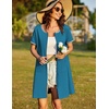 image:imageEkouaer Women Zipper Front House Coat Robe Zip Up Bathrobes Short NightgownPeacock Blue